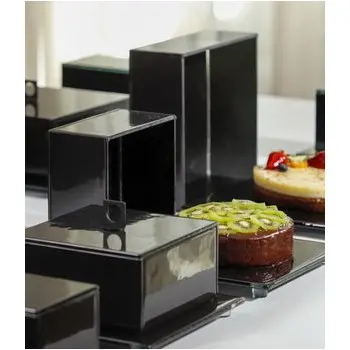 My Glass Studio Glass Food Cover, Grey - Set of 4 - 17.5 x 17.5 x 12.0 cm