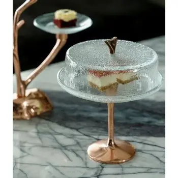 My Glass Studio Cake Stand & Dome, Clear - Set of 2 - Dia: 20 cm, H: 26 cm