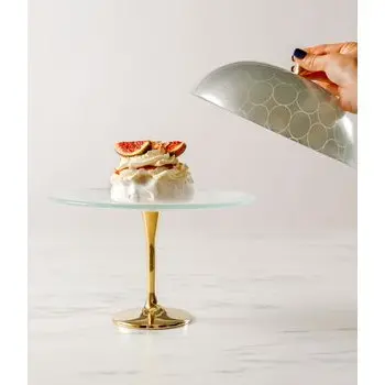 My Glass Studio Cake Stand & Dome, Black - Set of 4 - Dia: 24 cm, H: 26 cm