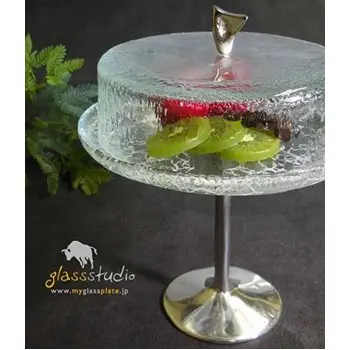 My Glass Studio Cake Stand & Dome, Black - Set of 2 - Dia: 20 cm, H: 26 cm