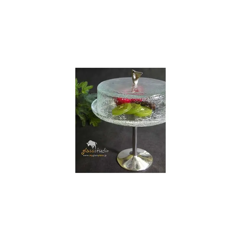 My Glass Studio Cake Stand & Dome, Black - Set of 2 - Dia: 20 cm, H: 26 cm