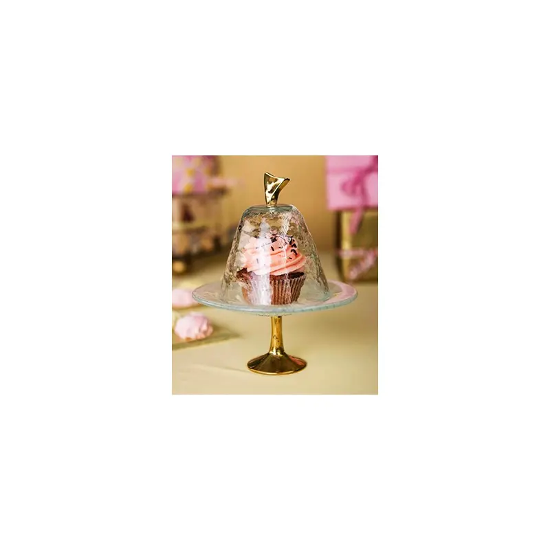 My Glass Studio Cake Stand & Dome, Grey - Set of 4 - Dia: 17 cm, H: 18 cm