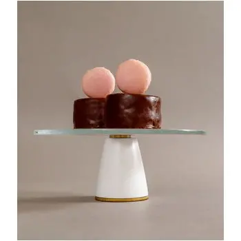 My Glass Studio Small Cake Stand, Tan - Set of 2 - Dia: 21 cm, H: 7 cm