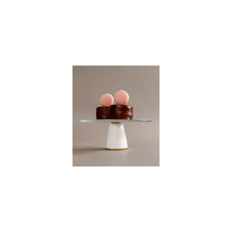 My Glass Studio Small Cake Stand, Tan - Set of 2 - Dia: 21 cm, H: 7 cm - MyGlassStudio