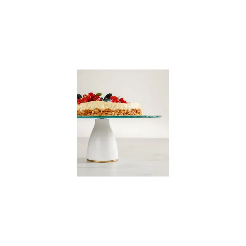 My Glass Studio Cake Stand, White - Set of 2 - Dia: 33 cm, H: 11 cm