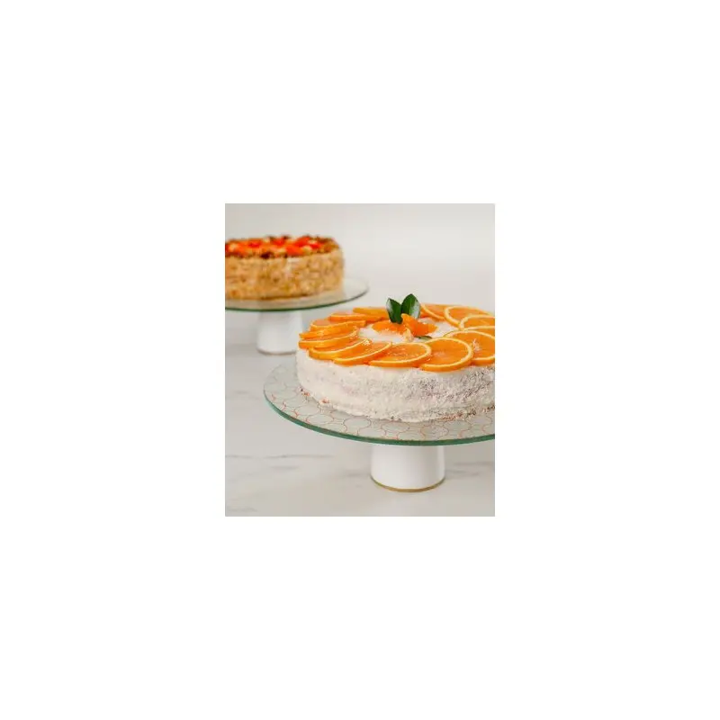 My Glass Studio Cake Stand, White - Set of 2 - Dia: 33 cm, H: 10 cm - MyGlassStudio