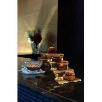 My Glass Studio Petit Fours Stand, Gold - Set of 8 - 33.0 x 9.3 x 9.0 cm