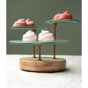 My Glass Studio Petit Fours Stand, White - Set of 4 - Dia: 18 cm, H: 12 cm