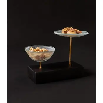 My Glass Studio Nut Bowl, Beige - Set of 4 - 17.5 x 8.0 x 15.0 cm