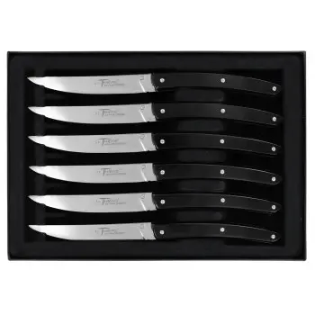 Andre Verdier Le Thiers Couleur 6Pc Knife In Black Box - Black Acrylic Handle