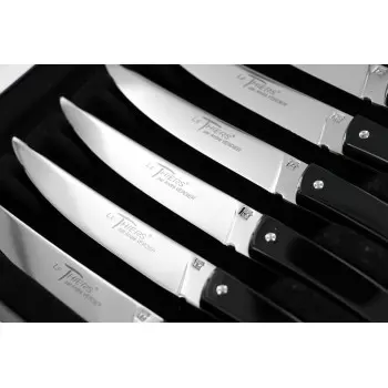 Andre Verdier Le Thiers Couleur 6Pc Knife In Black Box - Black Acrylic Handle
