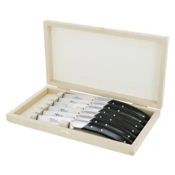 Andre Verdier Le Thiers Elegance 6Pc Knife - 1 Solid Stainless Steel Bolster In Box - Ebony Handle