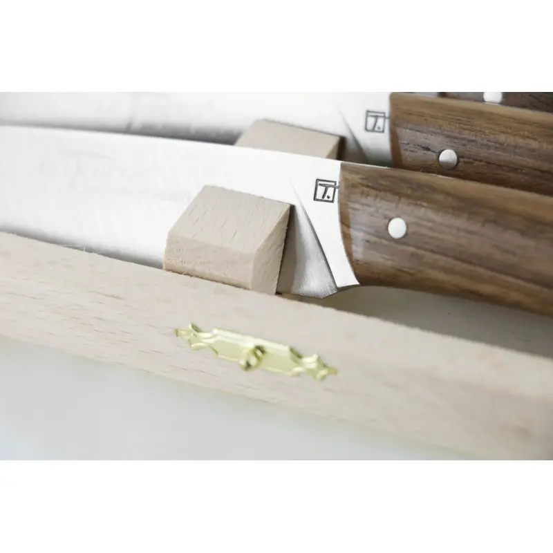 Andre Verdier Le Thiers Elegance 6 Pc Knife In Box - Walnut Wood Handle - Andre verdier