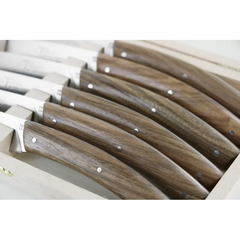 Andre Verdier Le Thiers Elegance 6 Pc Knife In Box - Walnut Wood Handle - Andre verdier