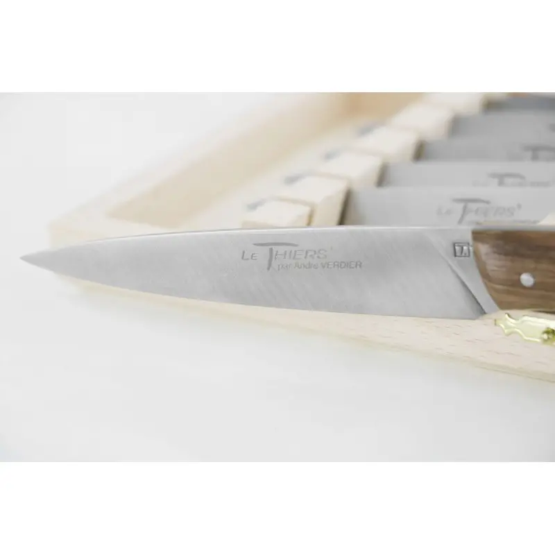 Andre Verdier Le Thiers Elegance 6 Pc Knife In Box - Walnut Wood Handle - Andre verdier
