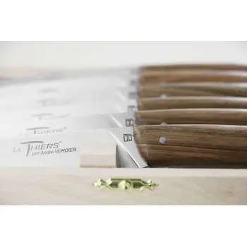Andre Verdier Le Thiers Elegance 6 Pc Knife In Box - Walnut Wood Handle