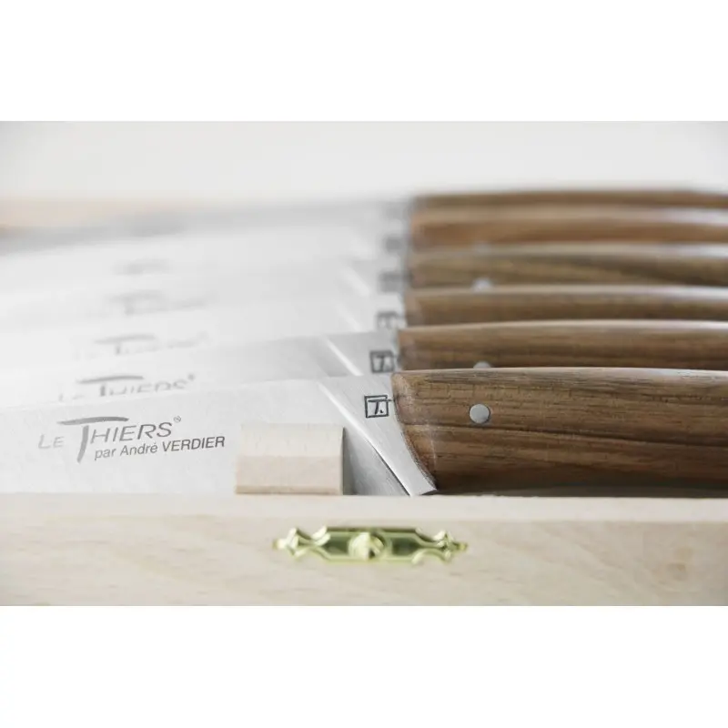 Andre Verdier Le Thiers Elegance 6 Pc Knife In Box - Walnut Wood Handle - Andre verdier