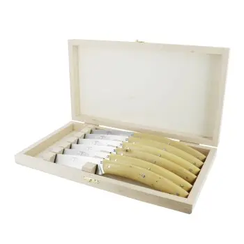 Andre Verdier Le Thiers Elegance 6 Pc Knife In Box - Boxwood Handle