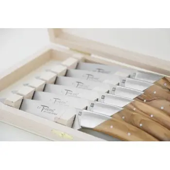 Andre Verdier Le Thiers Elegance 6 Pc Knife In Box - Olive Wood Handle