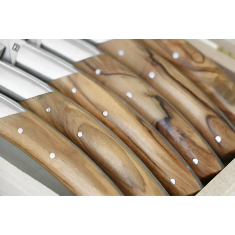 Andre Verdier Le Thiers Elegance 6 Pc Knife In Box - Olive Wood Handle