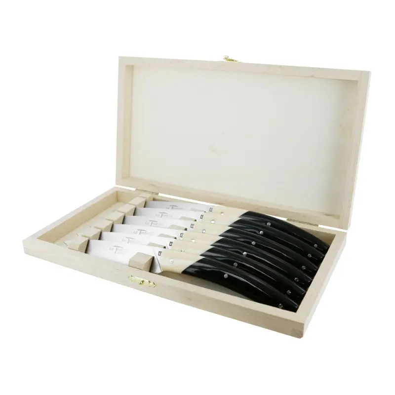 Andre Verdier Le Thiers Elegance 6 Pc Knife In Box - Bicolor Off-White/Black Acrylic Handle Andre Verdier Le Thiers Elegance 6 Pc Knife In Box - Bicolor Off-White/Black Acrylic Handle