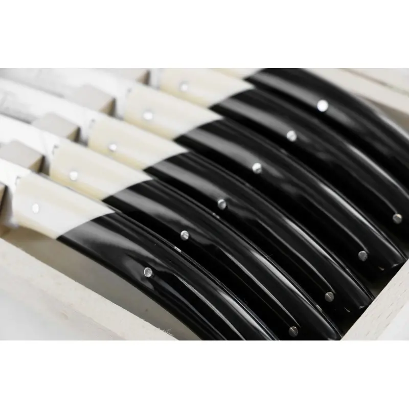 Andre Verdier Le Thiers Elegance 6 Pc Knife In Box - Bicolor Off-White/Black Acrylic Handle Andre Verdier Le Thiers Elegance 6 Pc Knife In Box - Bicolor Off-White/Black Acrylic Handle