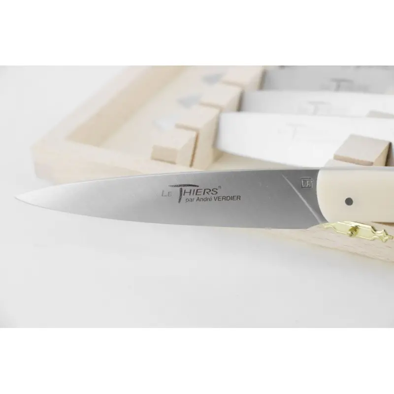 Andre Verdier Le Thiers Elegance 6 Pc Knife In Box - Off-White Acrylic Handle Andre Verdier Le Thiers Elegance 6 Pc Knife In Box - Off-White Acrylic Handle