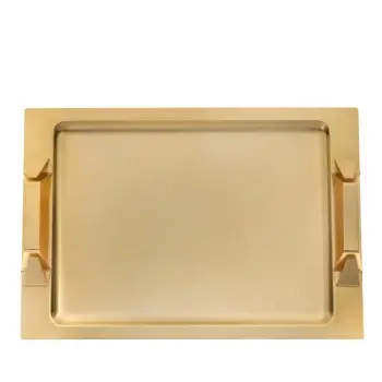 Designer Satin Gold and Stainless Steel Nusa Dua Large Tray