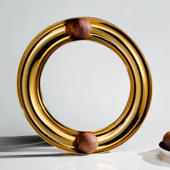 Designer Satin Gold and Stainless Steel Atomos Appetizer Holder