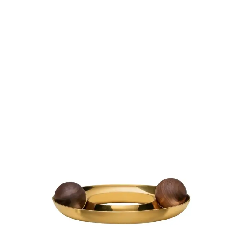 Designer Satin Gold and Stainless Steel Mini Atomos Appetizer Holder Designer Satin Gold and Stainless Steel Mini Atomos Appetizer Holder