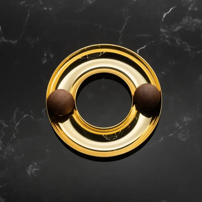 Designer Satin Gold and Stainless Steel Mini Atomos Appetizer Holder Designer Satin Gold and Stainless Steel Mini Atomos Appetizer Holder