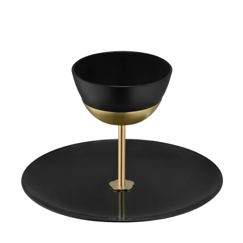 Designer Satin Gold and Stainless Steel Venezia Serving Stand with 1 Plate and 1 Bowl Designer Satin Gold and Stainless Steel Venezia Serving Stand with 1 Plate and 1 Bowl