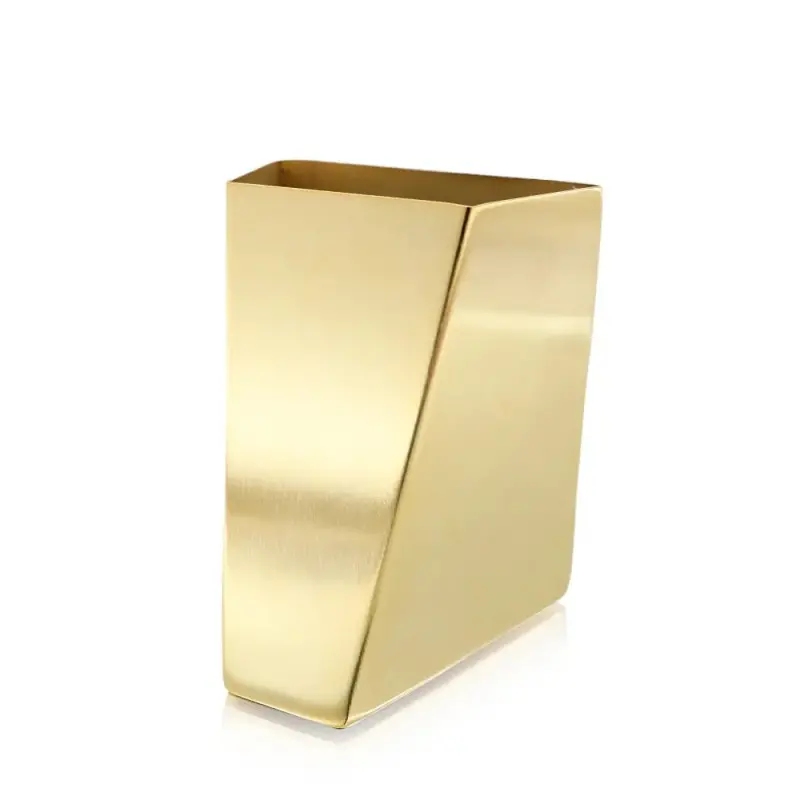 Designer Satin Gold and Stainless Steel Origami Small Vase