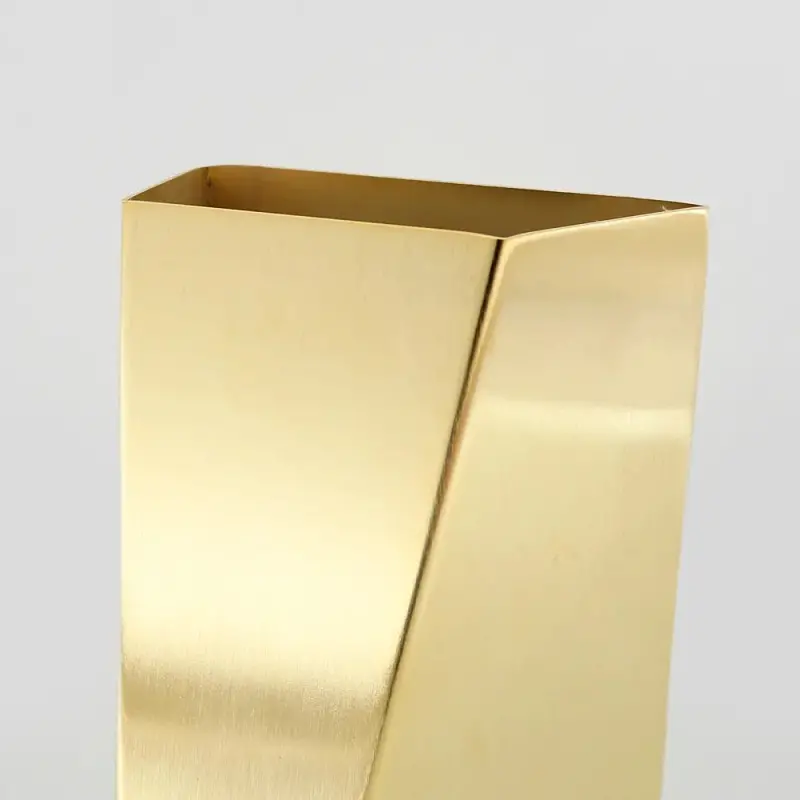 Designer Satin Gold and Stainless Steel Origami Small Vase