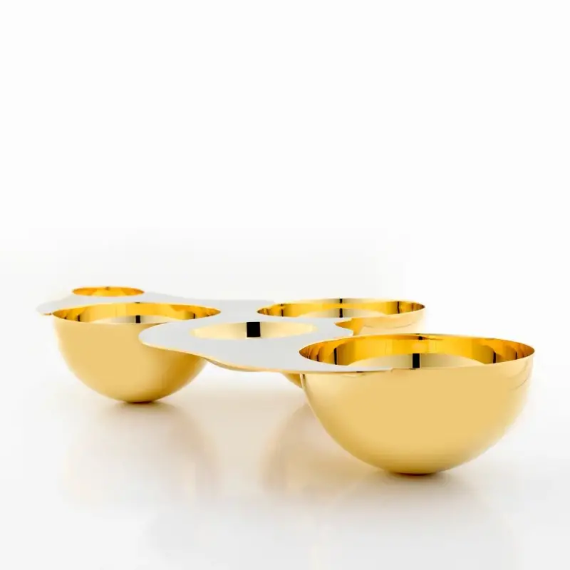 Designer Gold and Stainless Steel Luna Appetizer Holder Designer Gold and Stainless Steel Luna Appetizer Holder