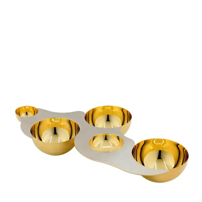 Designer Gold and Stainless Steel Luna Appetizer Holder Designer Gold and Stainless Steel Luna Appetizer Holder