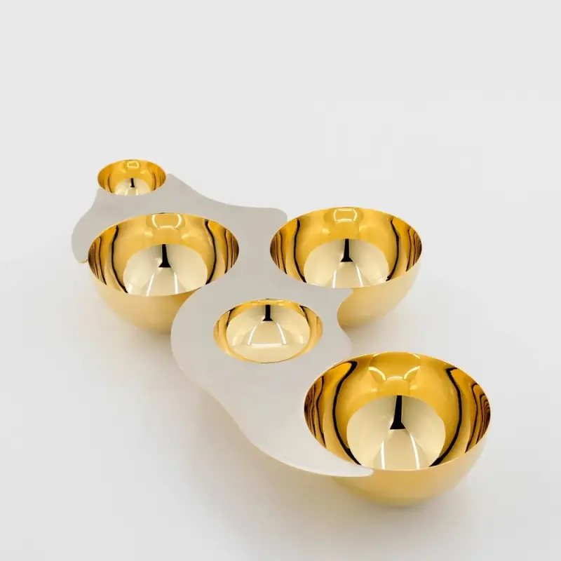 Designer Gold and Stainless Steel Luna Appetizer Holder Designer Gold and Stainless Steel Luna Appetizer Holder