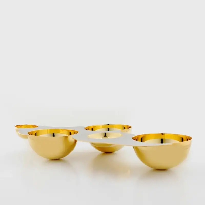 Designer Gold and Stainless Steel Luna Appetizer Holder Designer Gold and Stainless Steel Luna Appetizer Holder