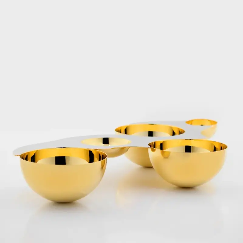 Designer Gold and Stainless Steel Luna Appetizer Holder Designer Gold and Stainless Steel Luna Appetizer Holder