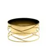 Designer Golden Plated Stainless Steel Trama Salad Bowl with Servers 3L