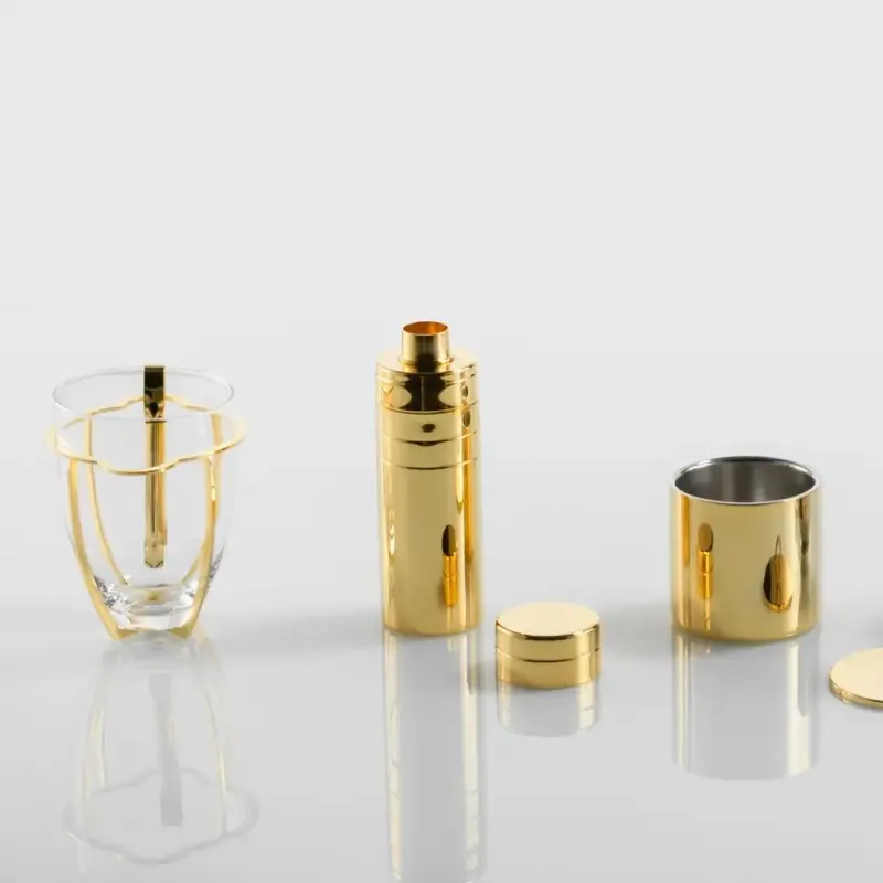 Designer Golden Plated Stainless Steel Del Garda Ice Bucket with Ice Tong 1.5L Designer Golden Plated Stainless Steel Del Garda Ice Bucket with Ice Tong 1.5L