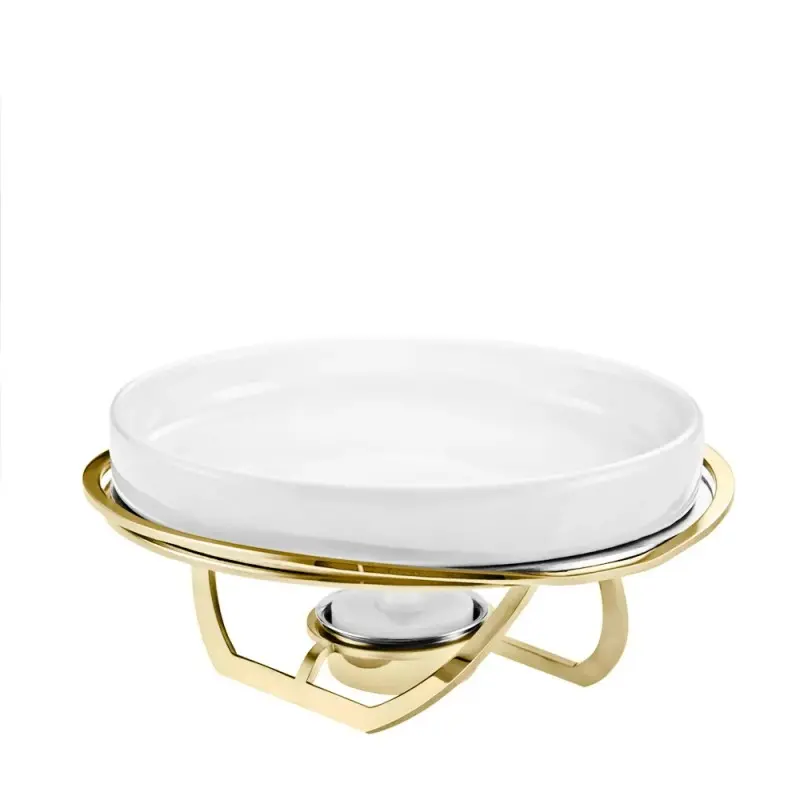 Designer Golden Plated Stainless Steel Linea Small Brie Cheese Rechaud with Knife