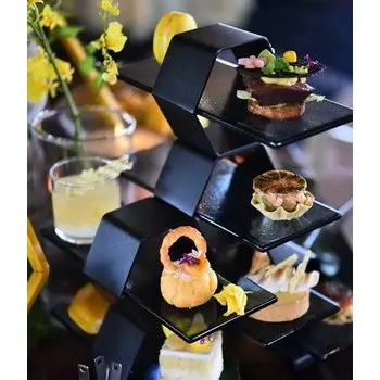 My Glass Studio Petit Fours Stand, Grey - Set of 3 - 23.7 x 20.0 x 28 cm