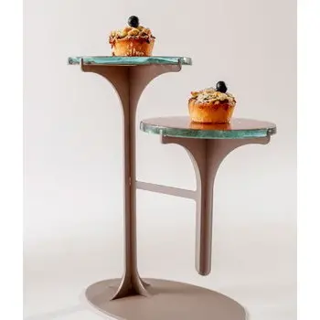 My Glass Studio Petit Fours Stand, Cream - Set of 2 - 23.6 x 13.9 x 25.2 cm
