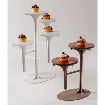 My Glass Studio Petit Fours Stand, Cream - Set of 2 - 23.6 x 13.9 x 25.2 cm