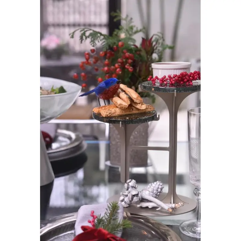 My Glass Studio Petit Fours Stand, Gold - Set of 2 - 23.6 x 13.9 x 25.2 cm
