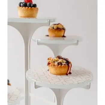 My Glass Studio Petit Fours Stand, White - Set of 2 - Dia: 13 cm, H: 40 cm