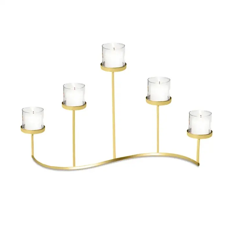 Designer Golden Plated Stainless Steel Leaf Candle Holder