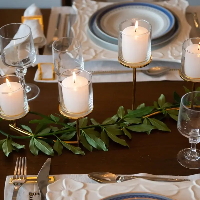 Designer Golden Plated Stainless Steel Leaf Candle Holder