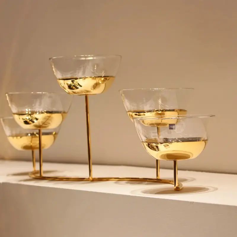 Designer Golden Plated Stainless Steel Fano Appetizer Holder Designer Golden Plated Stainless Steel Fano Appetizer Holder
